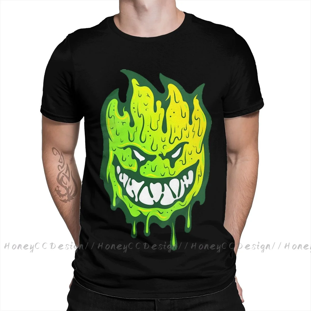 Spitfire Cool Skate Green Slime Fuuny T-Shirt In Cotone Con Stampa Camiseta Hombre Per Uomo Moda Streetwear Camicia Regalo
