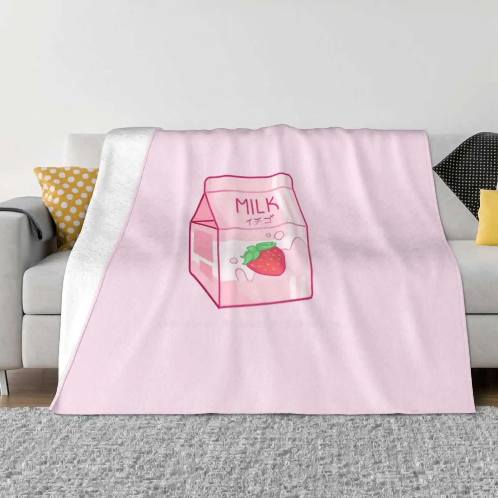 Strawberry Milk Fashion Soft Warm Throw Coperta Cute Pink Pastel Drink Frutta Dolce Cartone Coreano Del Latte Vintage Boba Giapponese