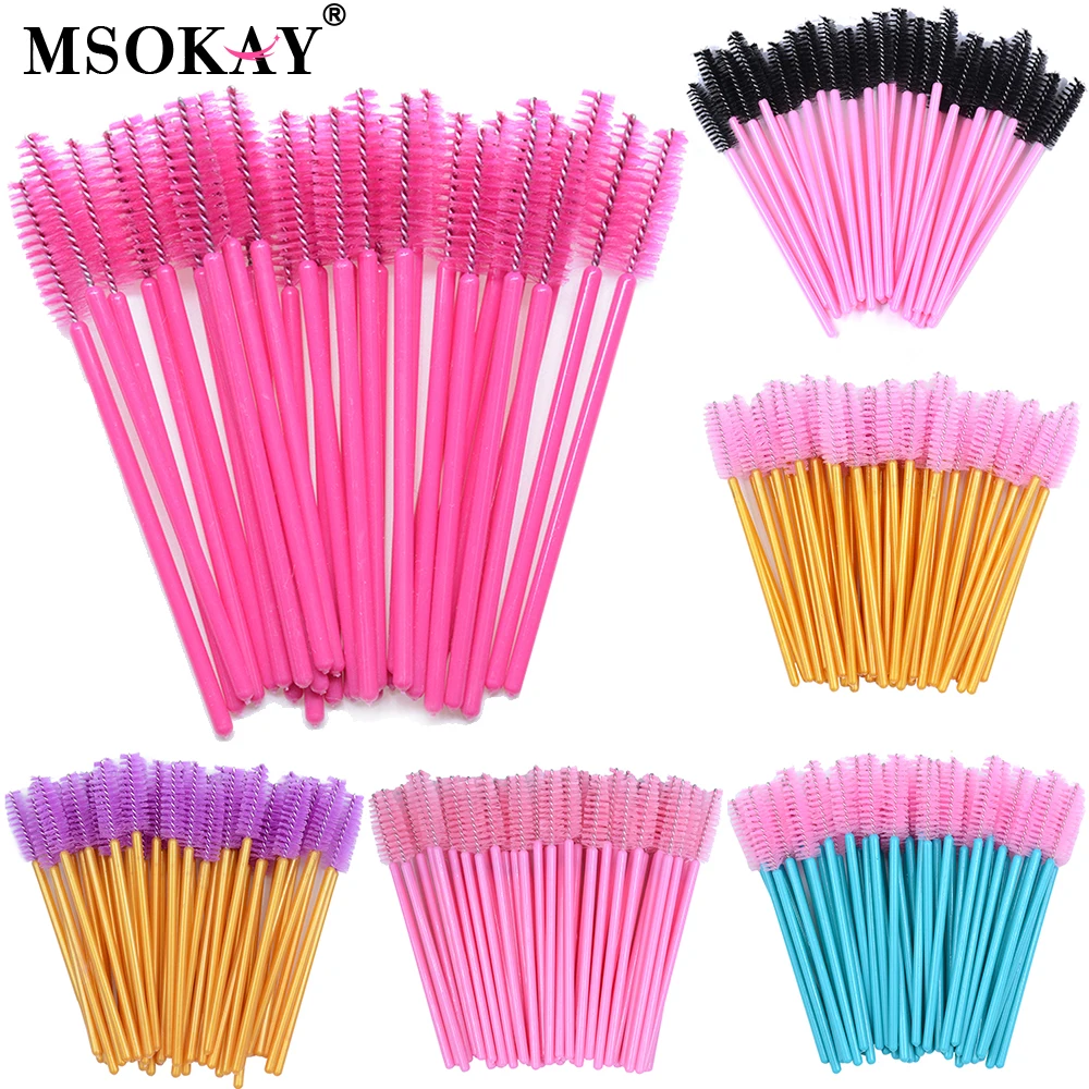 Msokay Bacchette Per Mascara Diposabili Rosa Viola Oro Bianco Pennello Applicatore Per Ciglia Pettine Riutilizzabile Per Extension Ciglia Fornitore Al