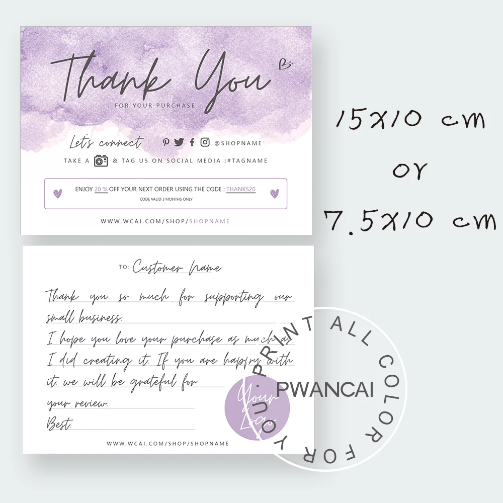 Cuori Viola Grazie Inserisci Il Modello Di Carta/Marketing Modificabile Aziendale Per Piccole Imprese Con Coupon, Inserisci Coupon Doppio Sid