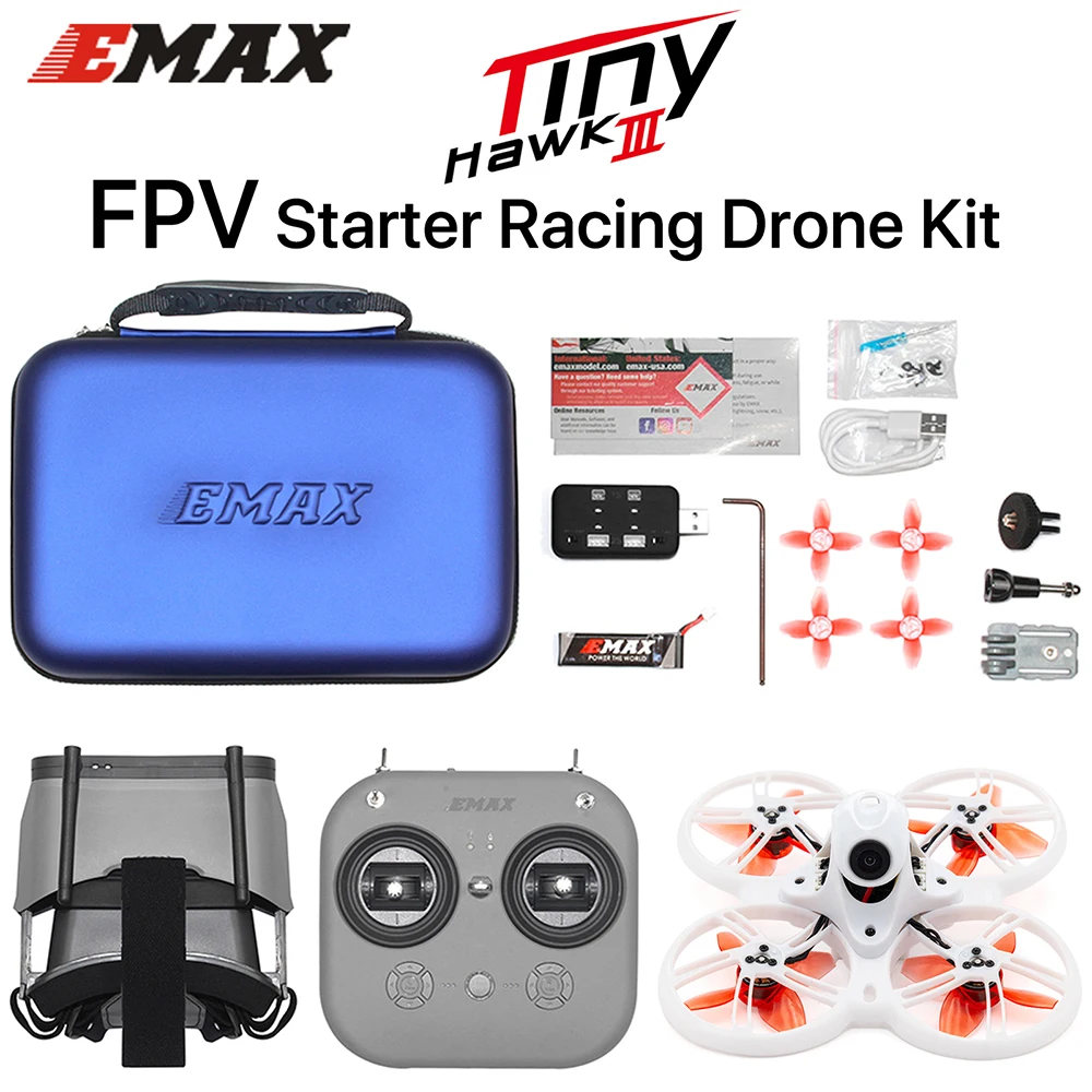 Emax Tinyhawk 3 Iii Fpv Drone Rtf Kit Con Occhiali Trasmettitore Telecomando Ricevitore Fpv Starter Racing Drone Quadcopter