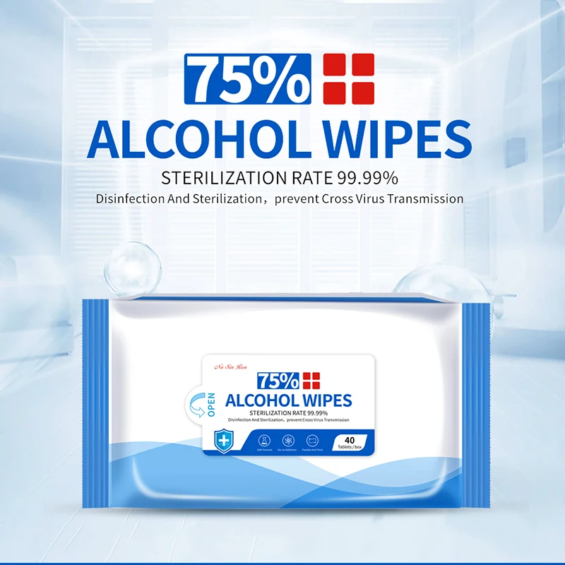 75% Disinfezione Alcool Salviette Usa E Getta Salviette Per La Pulizia Della Pelle Batteri Disinfezione Salviette Alcool Cotone 40 Pz/Borsa