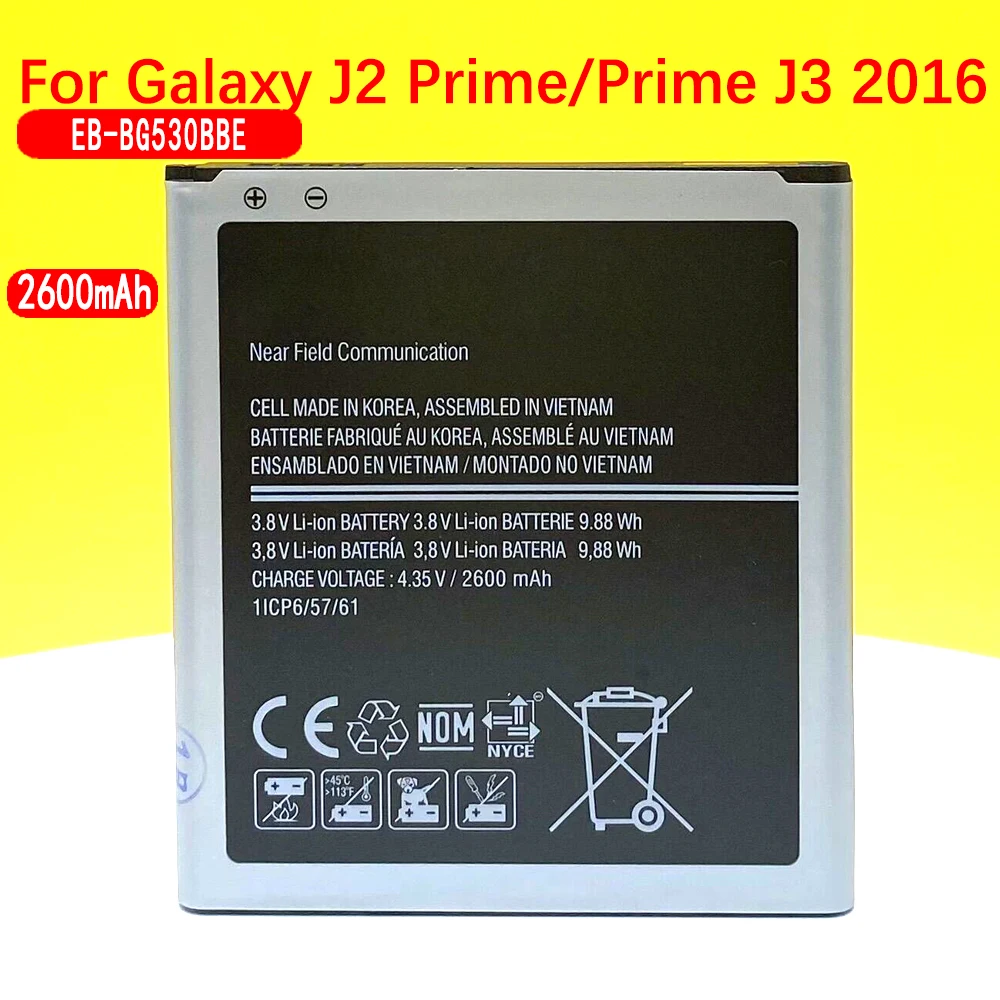Batteria Eb-Bg530Bbe Per Samsung Galaxy J3 2016 / J2 Prime Sm-G532F/Ds Sm-J3110 J3109 J500Fn Sm-J5009 G530Fz Sm-G5308W Sm-J320F