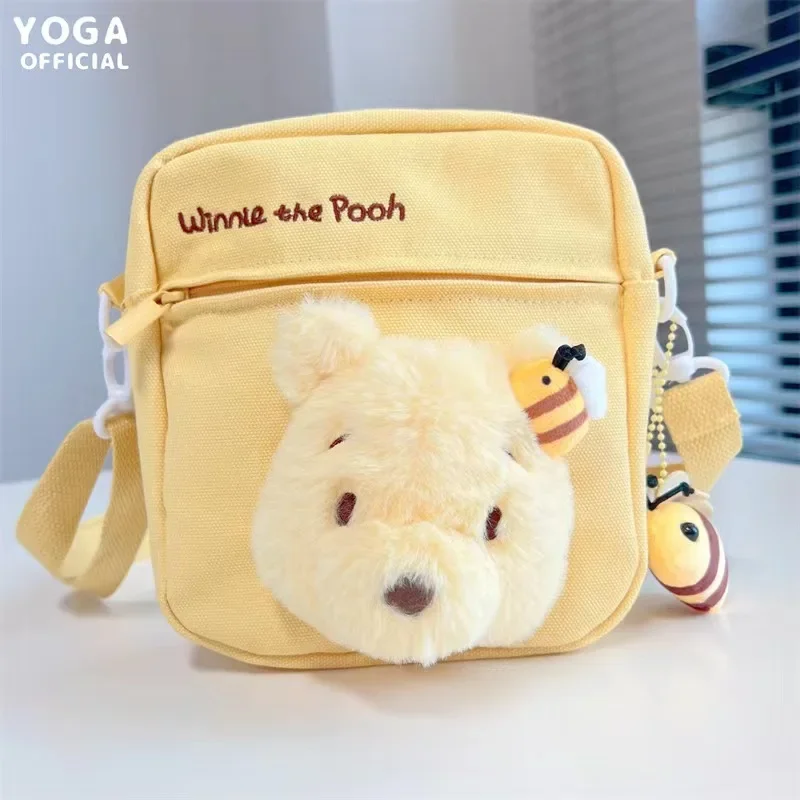 2023 Disney Genuine Winnie The Pooh Bee Cartoon Canvas Crossbody Bag Girl Heart Casual Bag Cute Baby Girl Peluche Gift