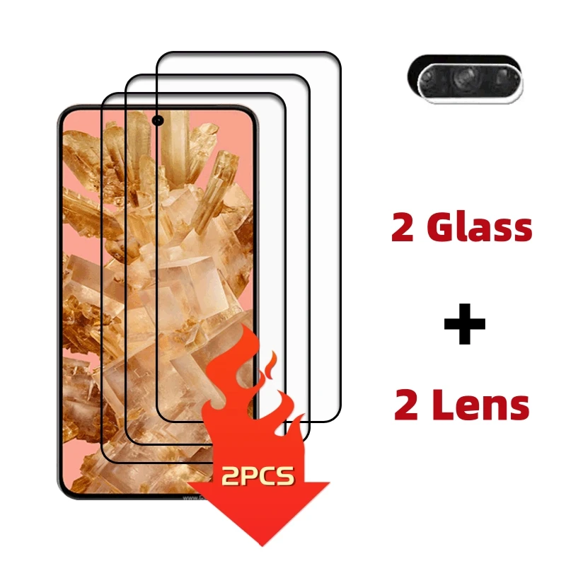 4-In-1 Per Google Pixel 8A Glass Per Google Pixel 8A 7A Vetro Temperato Full Glue Screen Protector Film Camera Lens Pixel 8A 5G