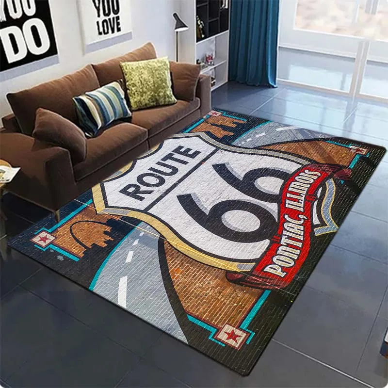 Route 66 Logo Print Tappeto Tappetino Tappeti Per Soggiorno Camera Da Letto Decorazione Tappeti Per Camera Da Letto