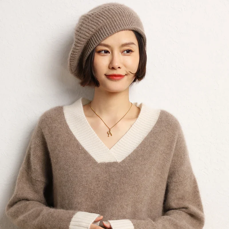 Cappello Berretto Invernale Di Alta Qualità Per Donna Lavorato A Maglia 100% Puro Cashmere Cappello Autunno Signora Nuovo Berretto In Cashmere Berrett
