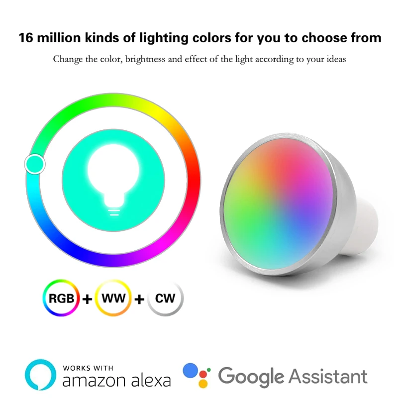 Gu10 Wifi Smart Led Lampadine Rgbw C + W Bianco 5W Lampade Dimmerabili Smart Life Telecomando Controllo Vocale Le Lampadine Funzionano Con Alexa/Googl