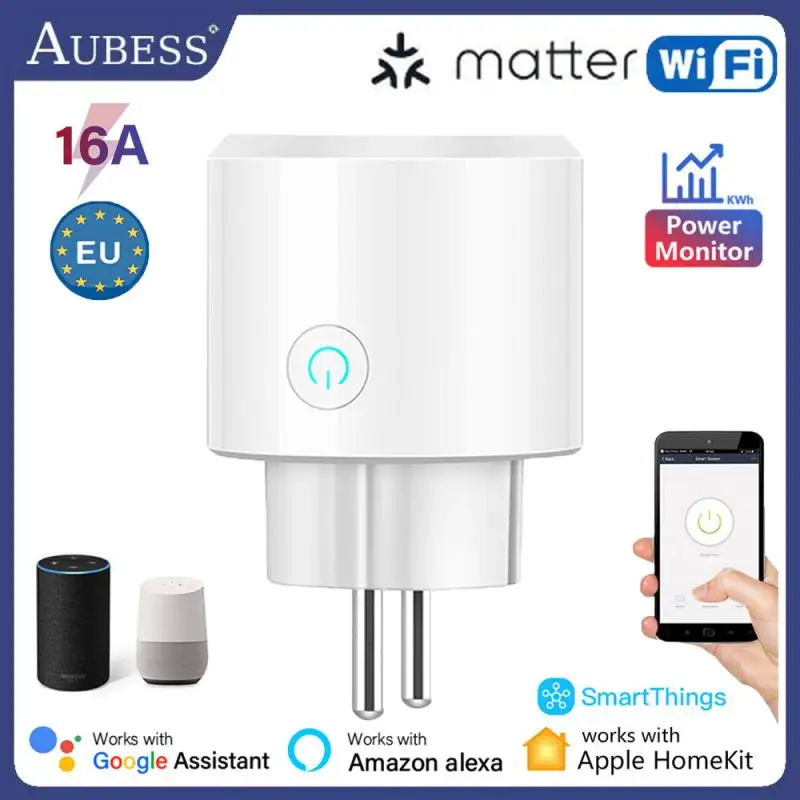Matter Wifi Smart Plug 16A Eu Smart Socket Smart Home Con Misurazione Eenergy Homekit Control Vias Alexa Google Home Smart Thing