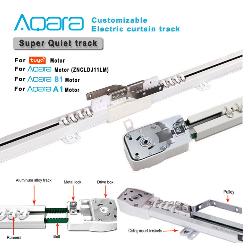 Originale Aqara Super Silent Electric Tende Binario Per Aqara Zigbee C2/ A1/B1/Tuya Wifi Motor,Smart Home Curtain Rails