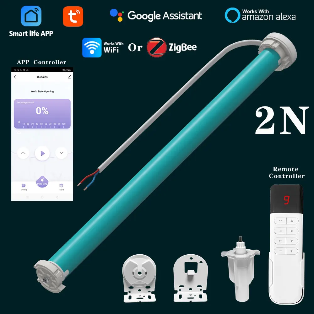 Tuya Zigbee O Wifi 2N Tende Intelligenti Tende A Rullo Motore Per Windows 38Mm Tubo Ombra Automatico Smart Home Alexa Controllo Vocale