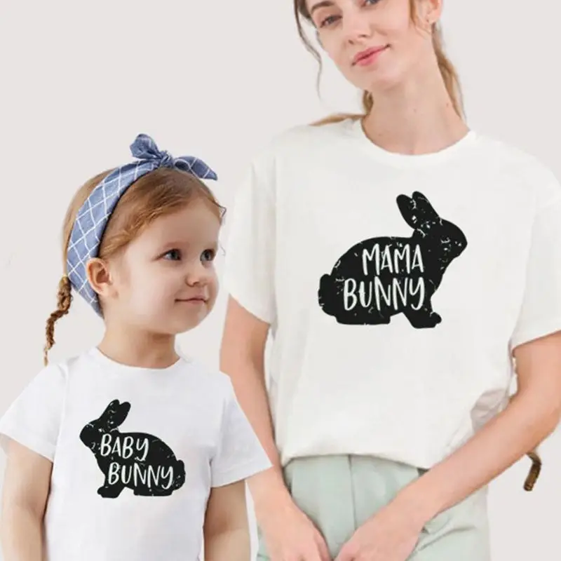 Bunny Mama Baby Family Abbinamenti Completi T-Shirt Donna Besties Madre Figlia Me Top Mini Girl Mamma Vestiti Tee