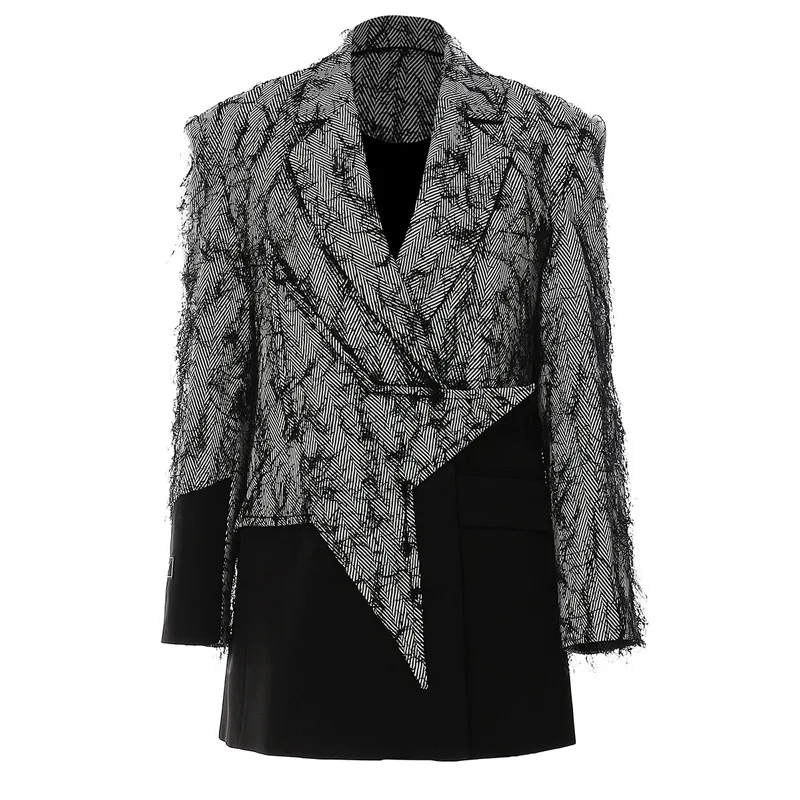 Asimmetria Star Pattern Donna Blazer Nappa Casual Patchwork Blazer Sciolto Autunno Inverno Outwear