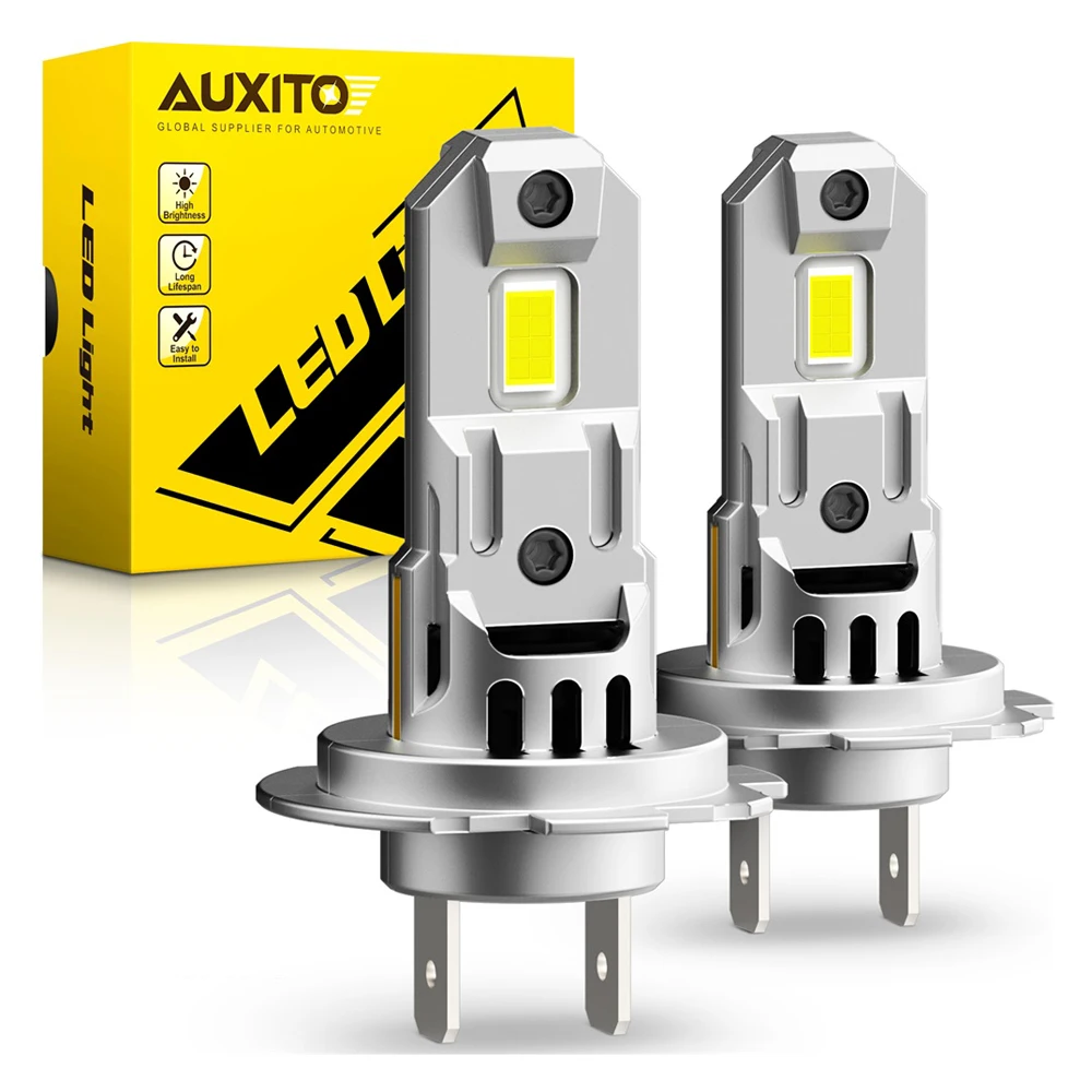 Auxito 2Pcs Turbo H7 Led Lights 18000Lm Mini Head Lamp 7035 Smd Wireless Car Led Lampadine Per Fari Con Ventola 6500K Bianco 12V