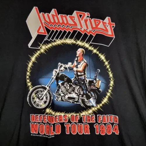 Camicia Judas Priest Adult Extra Large Xl Concert Tour 1984 Defenders Of The Faith Maniche Lunghe O Corte