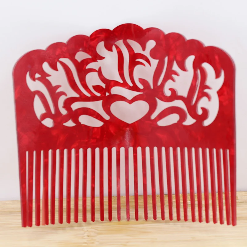 Moda Popolare Pente De Cabelo Largo Tartaruga Flor Esculpida Acrílico Dram Belantes Escova De Cabelo Para Senhoras