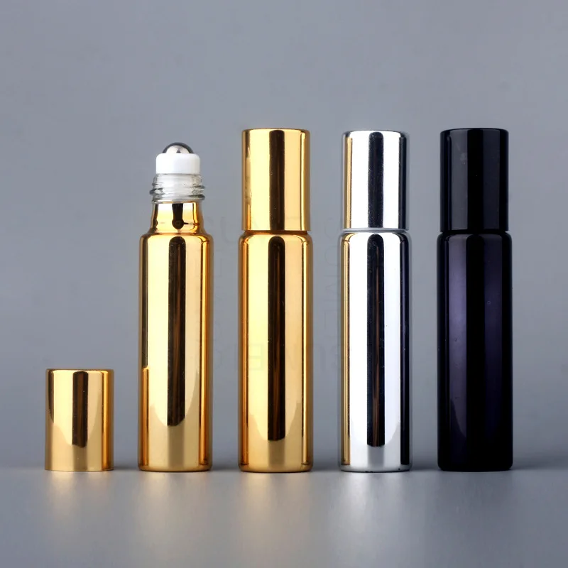 Rotolo Di Olio Essenziale Dorato Elettrolitico Da 10Ml Su Bottiglia Mini Bottiglia Di Profumo Riutilizzabile Contenitori Di Profumo Da Viaggio Cosmeti
