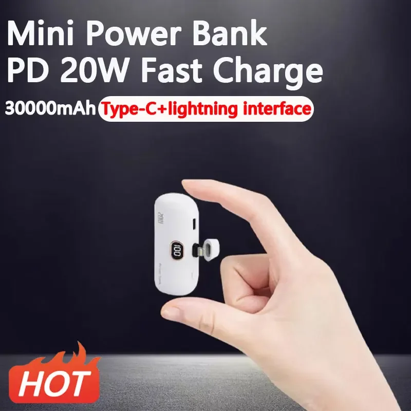 Mini Power Bank 30000Mah Powerbank Qc 18W Pd 20W Ricarica Rapida Per Iphone 14 Batterie Externe Caricabatterie Portatile Per Xiaomi