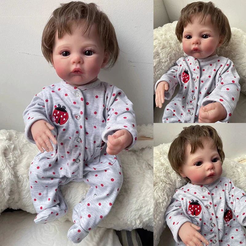 48Cm Lawn Full Body Vinyl Neonata Reborn Doll Soft Cuddly Body Realistico Soft Touch Con Venature Visibili Art Doll