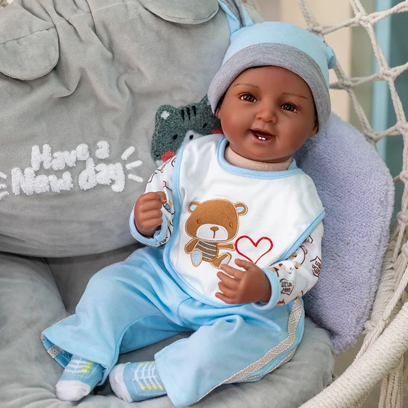 45Cm Reborn Dolls Black Skin Premie Newborn Cute Baby Hand Painting Real Soft Touch Cuddly Baby Da Collezione Art Doll