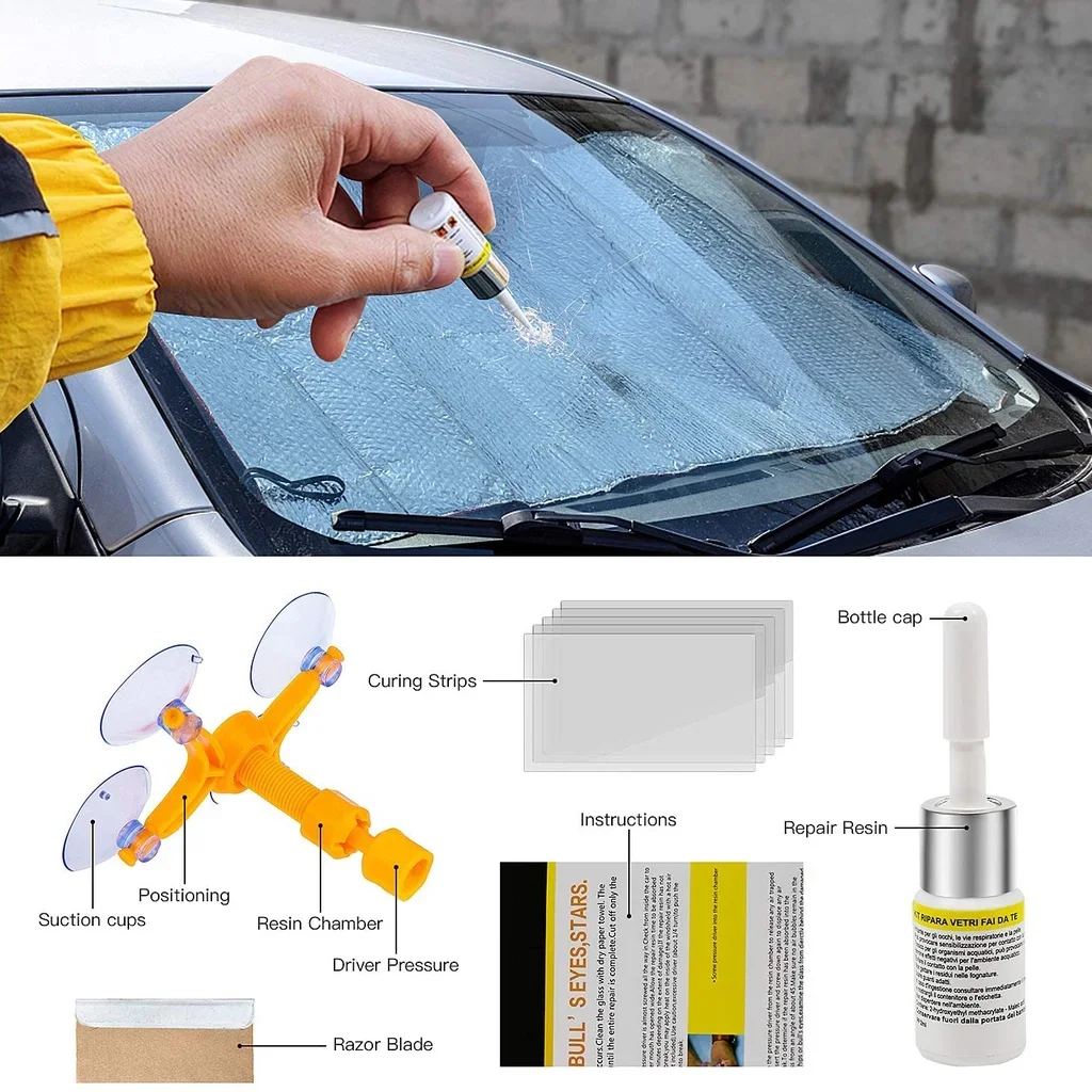 Kit Di Riparazione Del Parabrezza Dell'Auto Kit Di Strumenti Di Riparazione Del Parabrezza In Vetro Incrinato Per Auto A Fissaggio Rapido Sigillante I