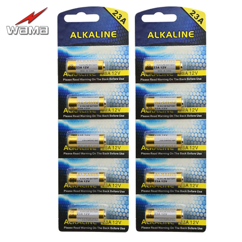 10X Wama 23A 12V Batteria Alcalina A Secco Con Allarme 23Ae 21/23 A23 12V 23Ga Mn21 Allarme Keyless Entry Batterie Per Orologi