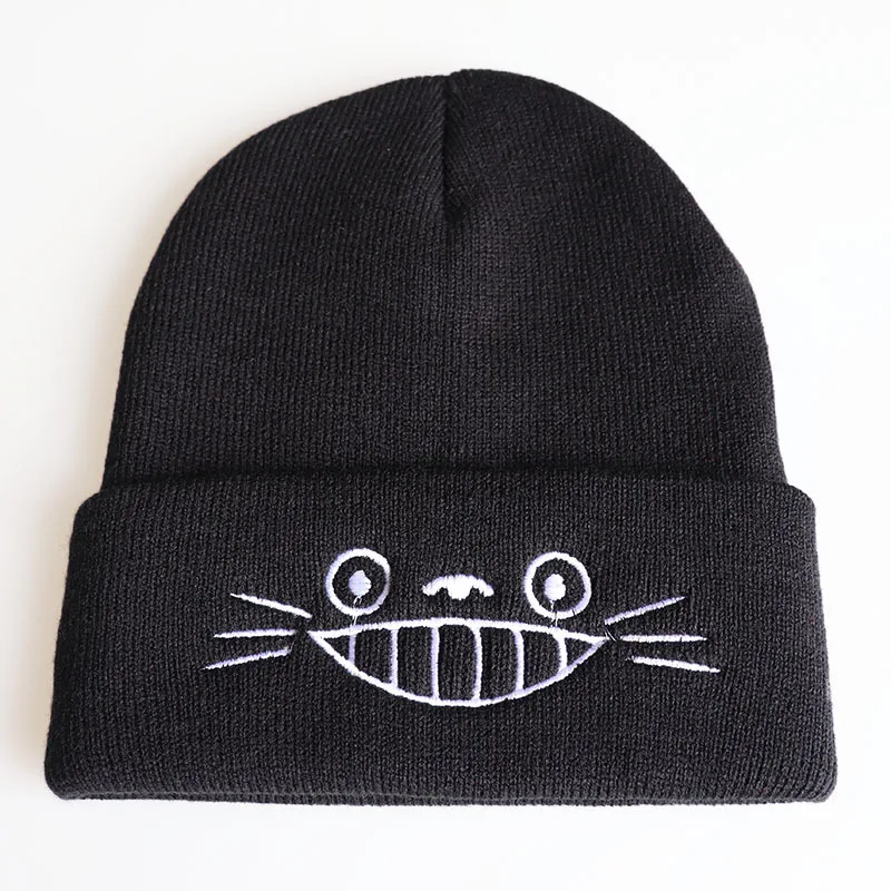 Berretti Per Uomo Acrilico Lavorato A Maglia Lettera Ricamo Cappelli Skullies Di Lana Da Donna Cappello Lavorato A Maglia Totoro Ricamo Berretti Di La