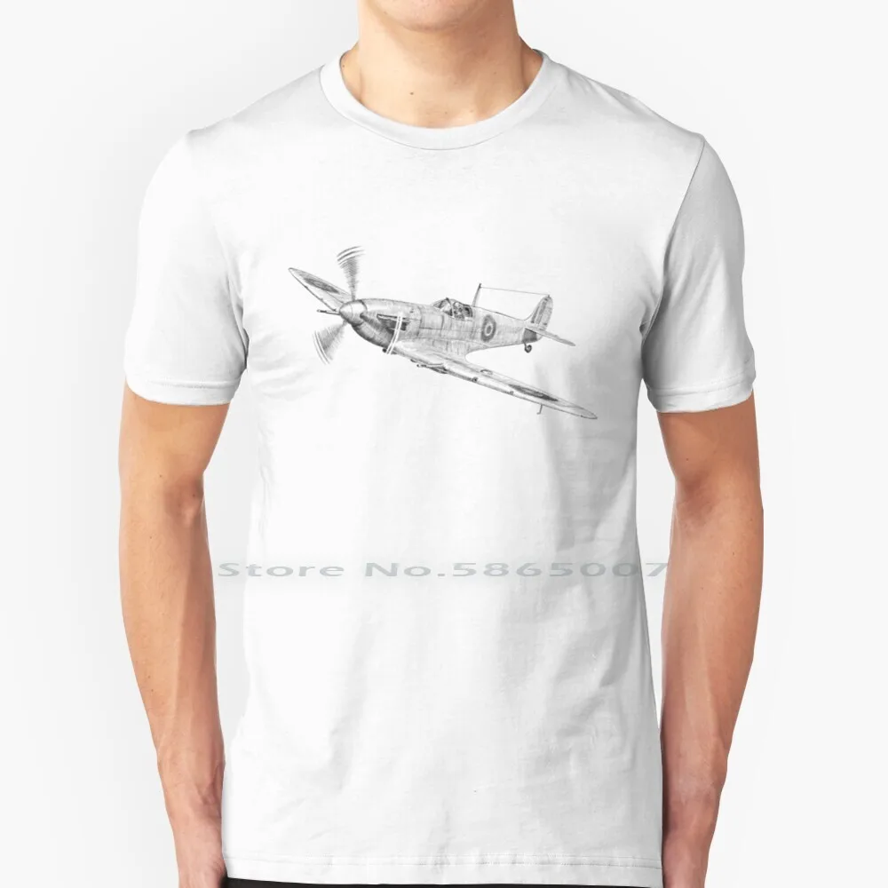 Maglietta Spitfire 100% Cotone Avion Piloto Lent?J? Aereo Ala Pilot Aereo Pilota Vliegtuig Avion Pilote England Hunter