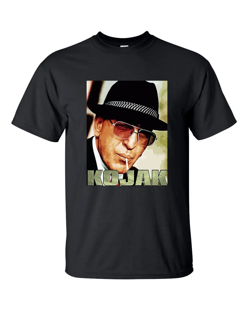 T-Shirt Kojak Nera S-3Xl Maniche Lunghe O Corte