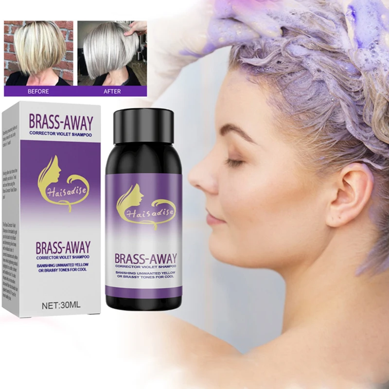 30Ml No Yellow Shampoo Toner Shampoo Viola Rimuovi Anti Brassy Protezione Dei Capelli Colore Giallo Grigio Colorante Sbiancato Per Capelli Biondi