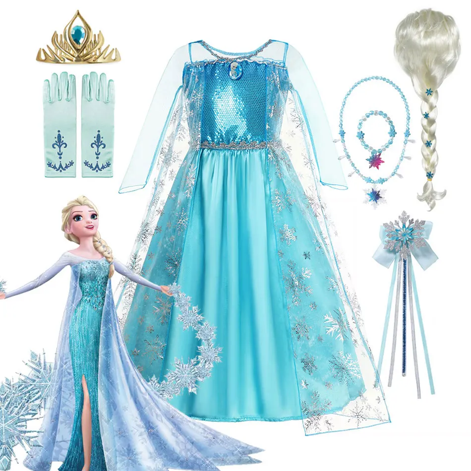 Ragazze Snow Queen Elsa Costumi Per Bambini Per Ragazze 2023 Carnival Party Prom Gown Robe-Playing Abbigliamento Per Bambini Frozen Princess Dress