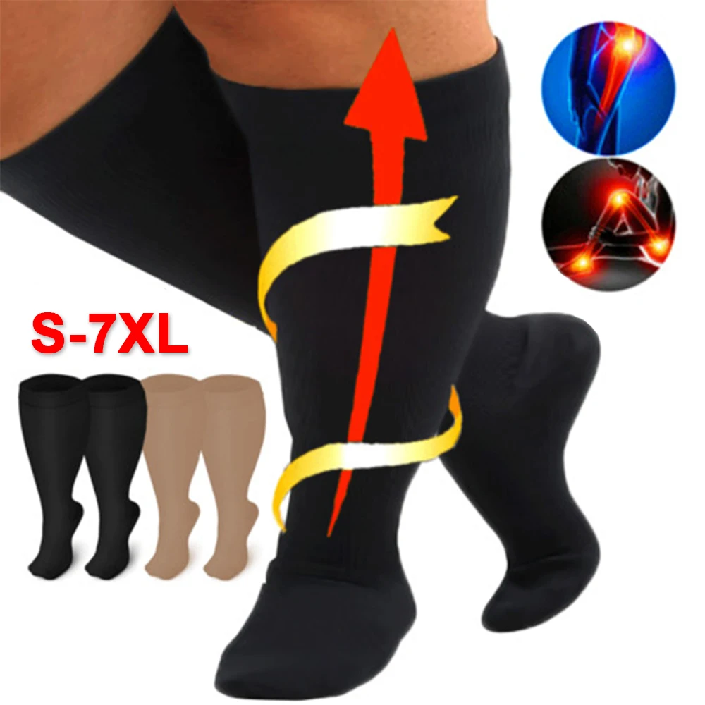1 Paio Di Calze Al Ginocchio Di Grandi Dimensioni S-7Xl A Compressione Di Vitello Per Uomo Donna Anti-Varices, Sport, Corsa, Viaggio, Lavoro