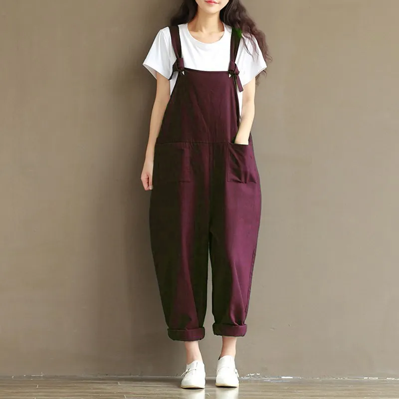 Tute Da Donna Estive Tute Abiti Da Lavoro Casual Pagliaccetti Con Cinturino Allentato Tute Corte Solide Femminili Pantaloni Lunghi S-5Xl/Taglia