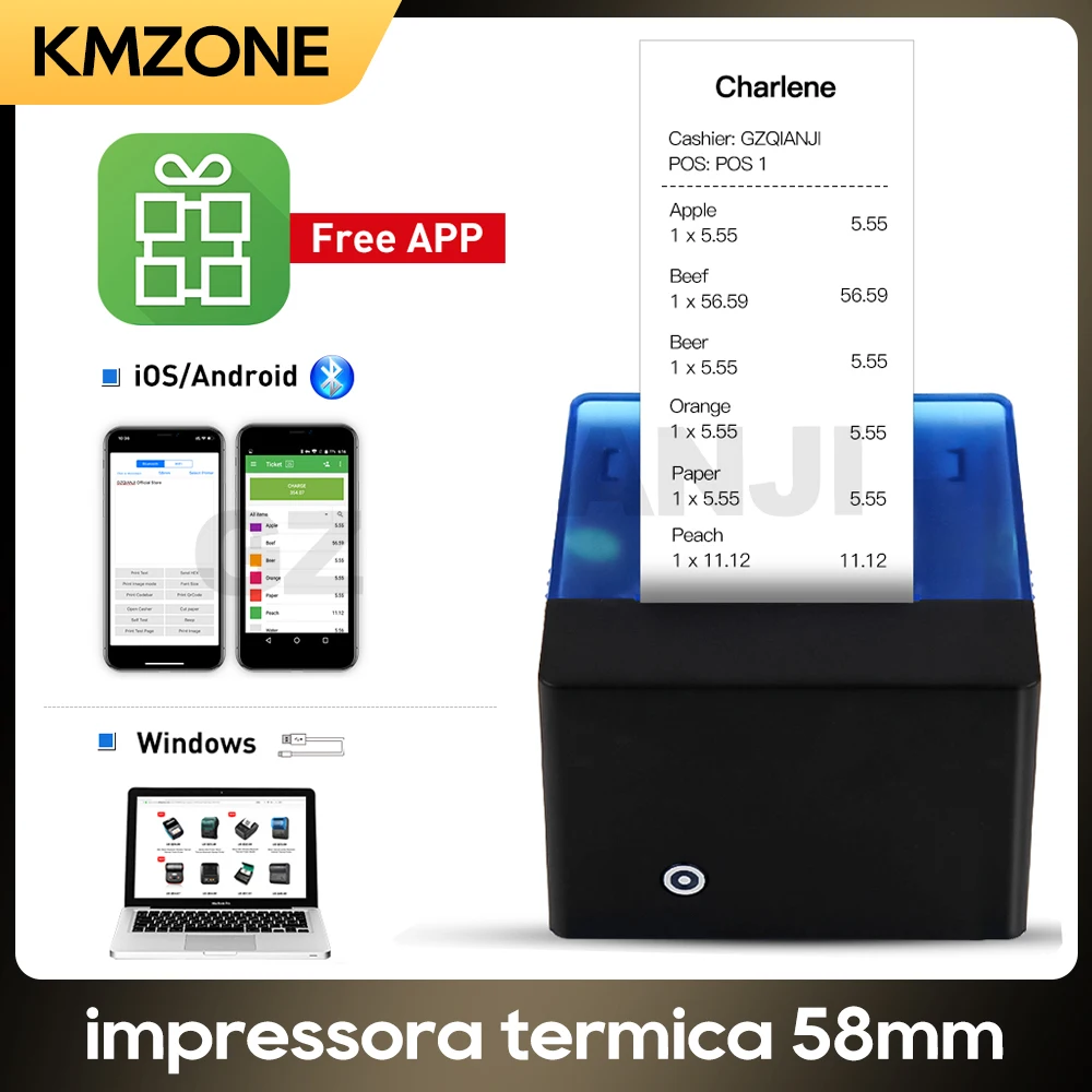Mini 2 Pollici 58Mm Stampante Termica Desktop Bill Ticket Ricevuta Pos Stampanti Usb Bluetooth Impresoras Multifuncionales Para Casa
