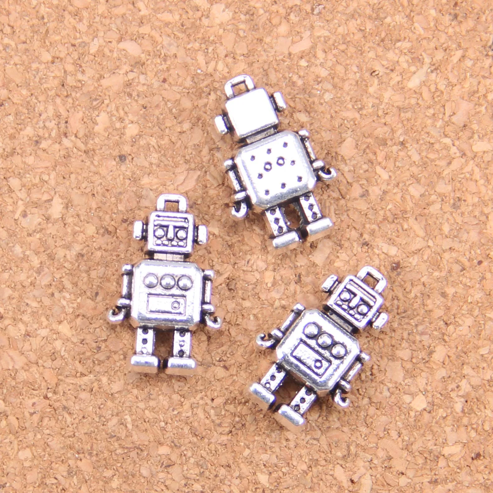 48Pcs Charms Robot Meccanico 18X11X4Mm Pendenti Antichi, Gioielli Vintage In Argento Tibetano, Fai Da Te Per Collana Braccialetto