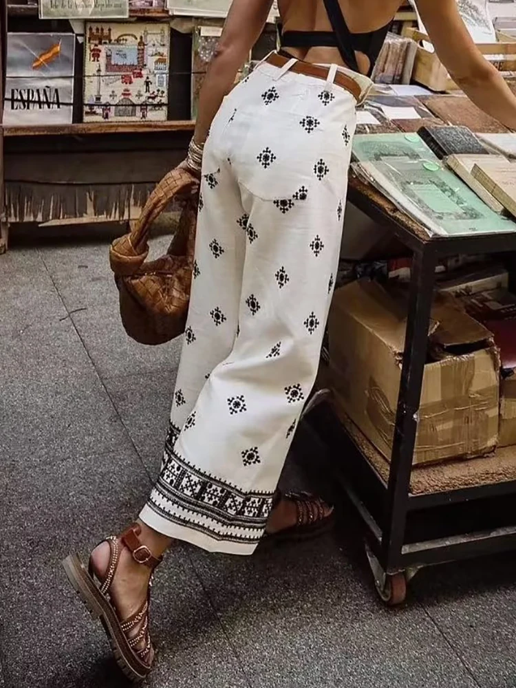 Pantaloni Di Lino Boho Larghi Da Donna Vintage 2023 Estate Moda Donna Vocazione Pantaloni Morbidi Ricamati Pantaloni Casual Femminili Chic