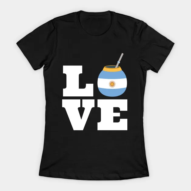 T-Shirt Da Donna Love Yerba Mate Argentina Flag