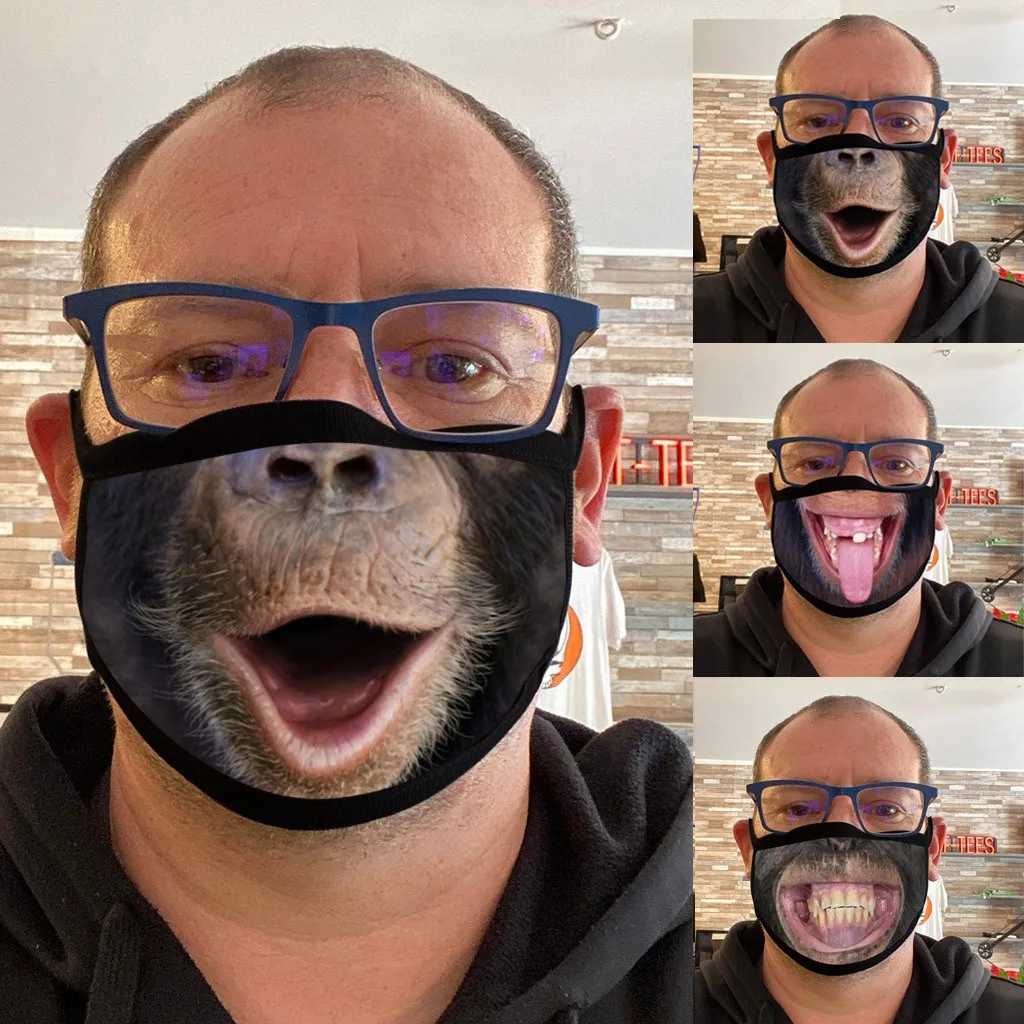 Maschere Per La Bocca Per Adulti Gorilla Tiger Maschere In Misto Cotone Stampate Divertenti Mascarillas Lavabili Maschere Per Il Viso Maschere Per Il 