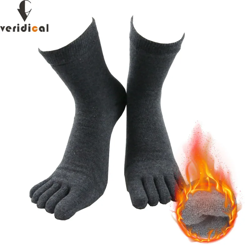 Calze A Cinque Dita In Spugna Invernale Veridical Con Dita Dei Piedi Calze Da Uomo Elastiche Morbide E Traspiranti In Cotone Caldo Solido