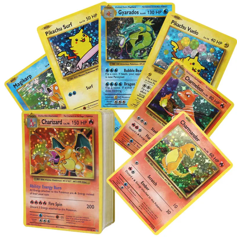 Inglese Pokemon 1996 Anno Flash Card Shining Charizard Pikachu Mewtwo Trade Card Kids Pokemon Toy