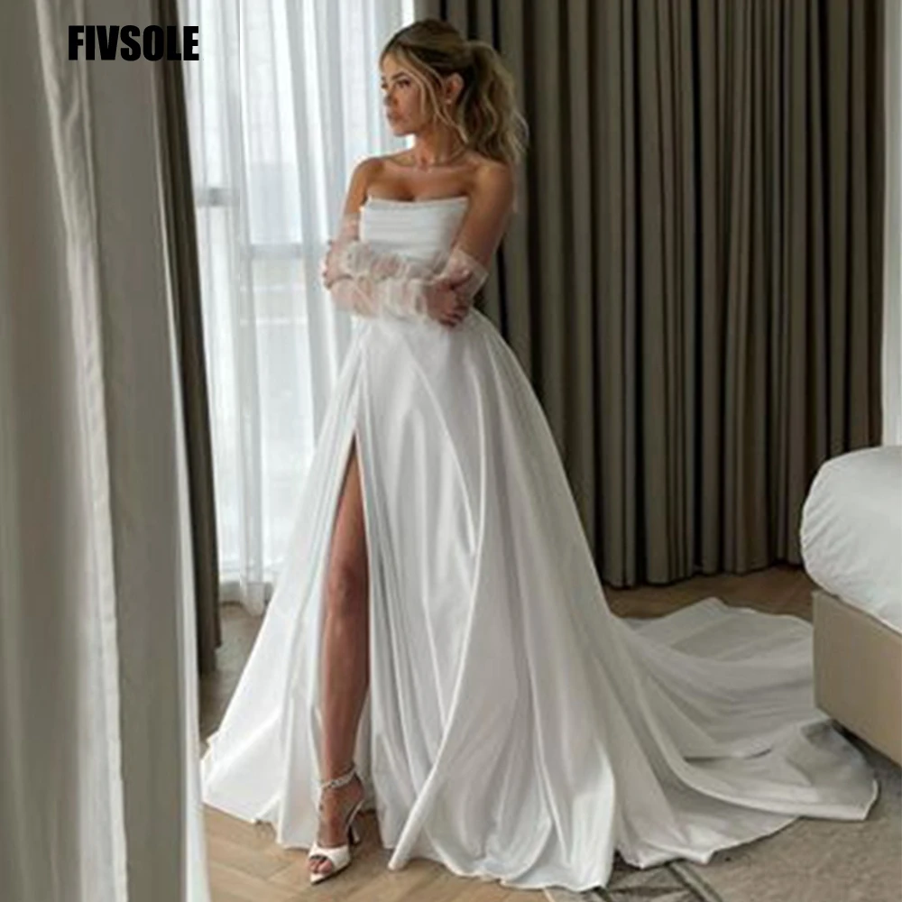 Fivsole Simple A Line Maniche Lunghe Sweetheart Abiti Da Sposa 2022 Morbido Chiffon Matrimonio Abiti Da Sposa Abiti Da Sposa