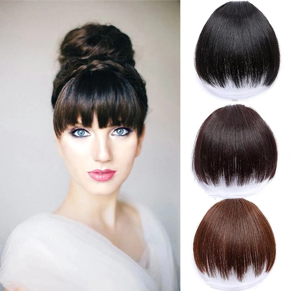 Capelli Sintetici Lupu, Frangia Da Donna, Fermagli Per Capelli Corti, Nero Naturale, Tinta Unita