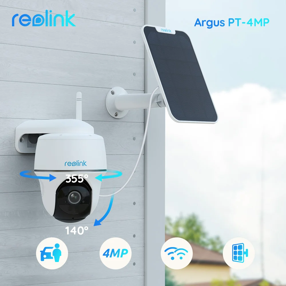 Reolink Argus Series 3Mp Batteria Wifi Telecamera Di Sicurezza 4Mp Outdoor Solar Powered Ip Cam 2K Wireless Pt Cctv Telecamere Di Sorveglianza
