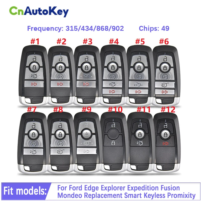 Per Ford Edge Explorer Expedition Fusion Mondeo Sostituzione Smart Remote Key Keyless 315/433.92/434.2/868/902Mhz Cn018109