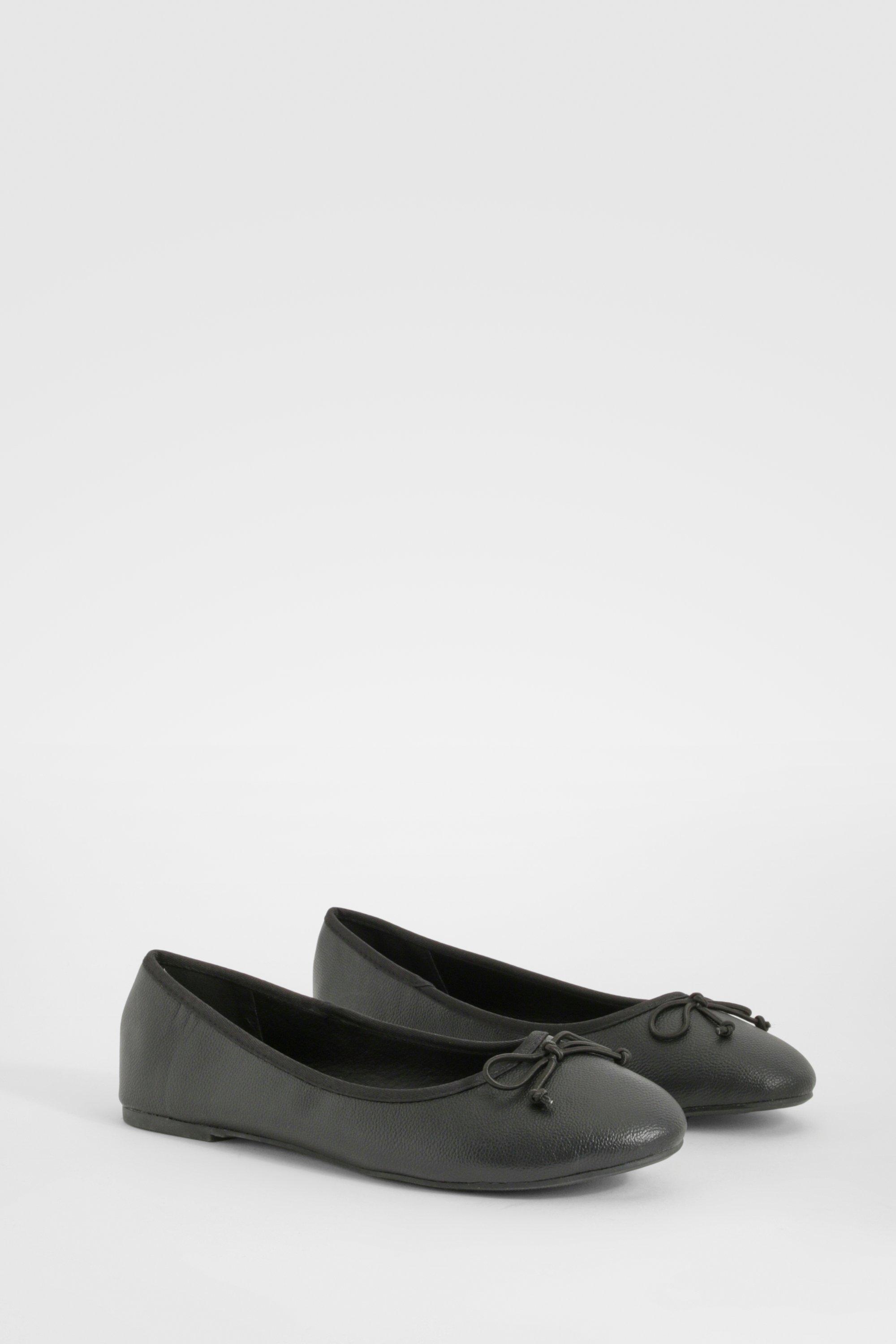 Bow Detail Ballet Flats, Nero