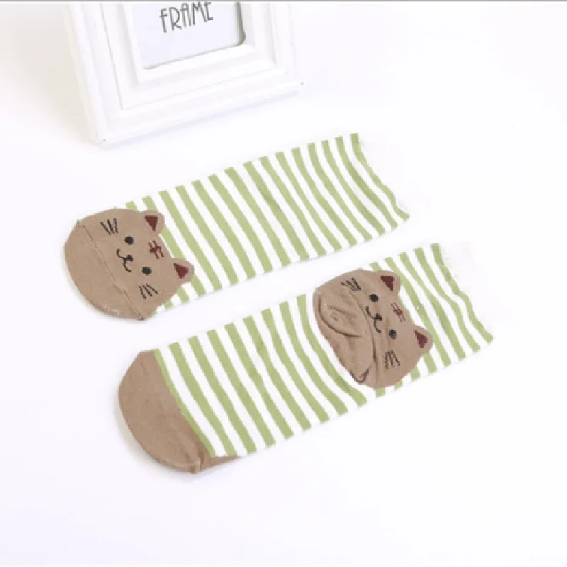 De Dibujos Animados Recto Calcetines Para Mujer Adulto Gato Rayas Calcetines De Algodon De Las Mujeres Gato Calcetines