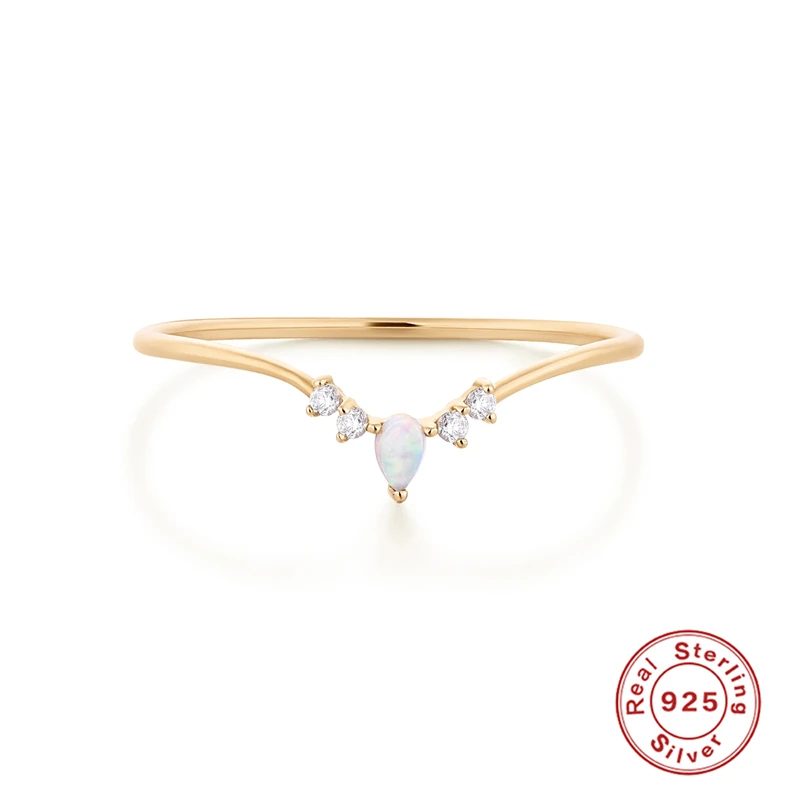 Anelli Da Donna Anillo Plata 925 Di Lusso Anello Minimalista Opale A Forma Di V Per Anelli Da Sposa In Argento Sterling 925 Da Sposa Per Amanti Jewerl