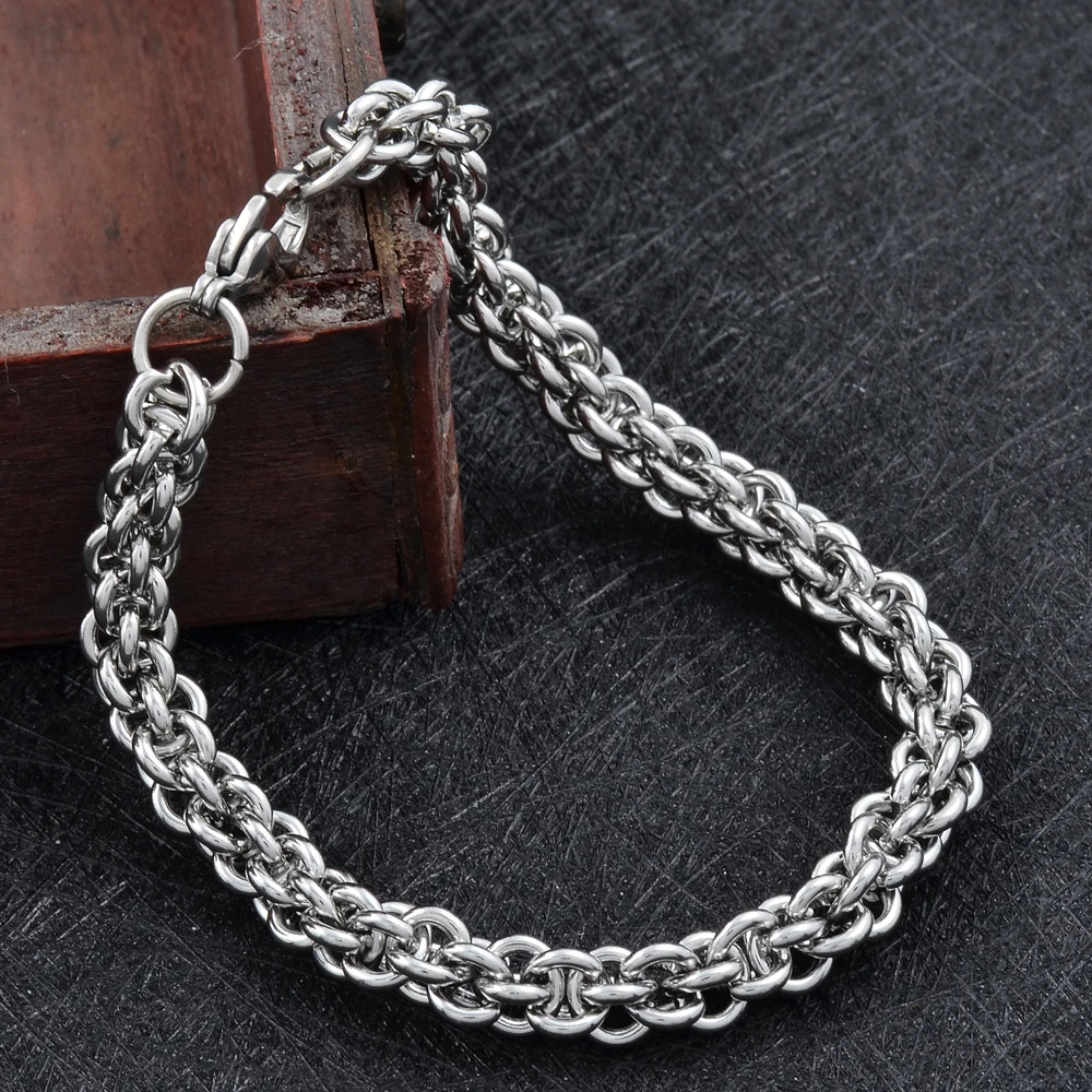 Ijn0166 Punk Rock Complesso Winding Bracciali Catena A Maglia Fresco Gioielli Da Uomo In Acciaio Inossidabile Uomo Braccialetto Di Colore