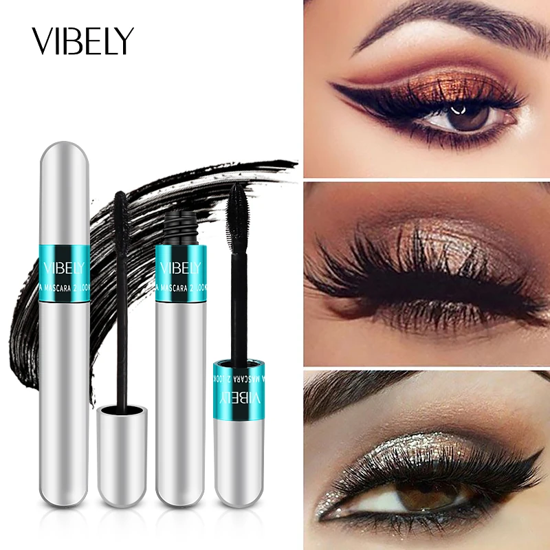 Rimel Vibely 4D Mascara Per Ciglia In Fibra Di Seta Impermeabile A Lunga Durata Extra Volume Allungamento Ciglia Ciglia Mascara Nero Trucco
