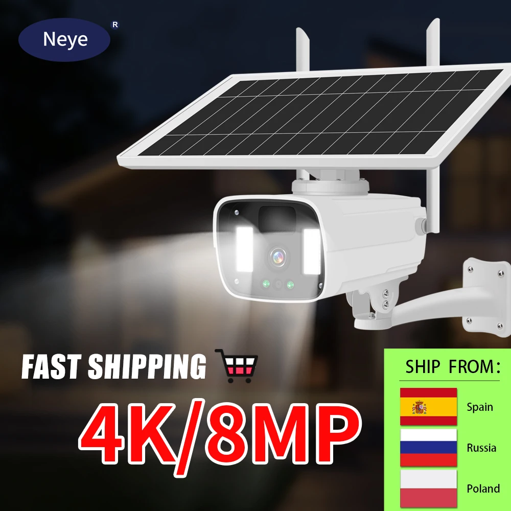 Telecamera Solare Wifi 8Mp 4K Telecamera Ip Esterna A Colori Con Pannello Solare Batteria Ricaricabile Ip66 Telecamera Di Monitoraggio Resistente Alle